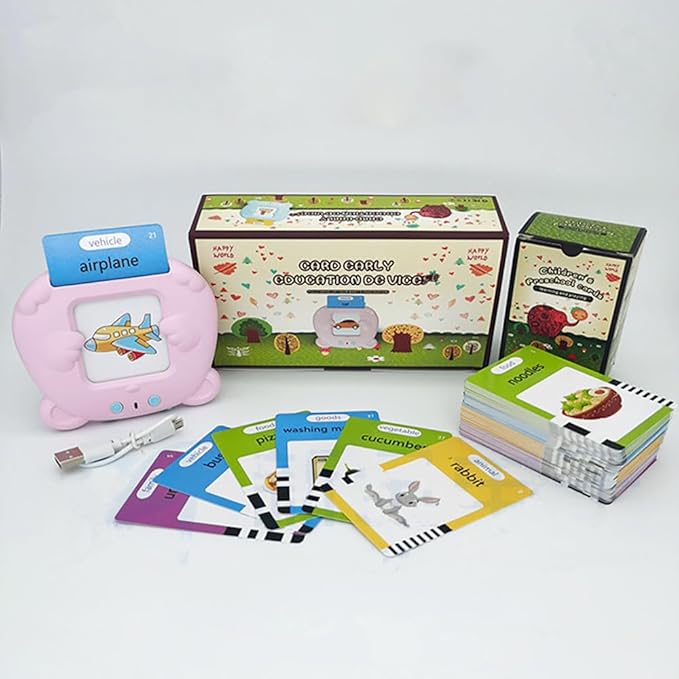 RT&BS Talking Flash Cards for Toddlers, Montessori Toys Flash Cards, Speech Therapy Toys, Gift for Kids Children, 224 Sight Words Pink