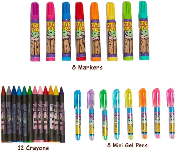 Innovative Designs Star Wars Mandalorian Baby Yoda Deluxe Activity Set for Kids with Carrying Tin, Coloring Sheets, Tattoos, Stickers, & Art Supplies, 500+ Pieces