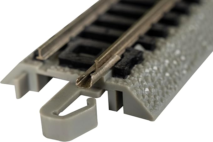 Bachmann Trains - Snap-Fit E-Z TRACK REMOTE TURNOUT - RIGHT (1/card) - NICKEL SILVER Rail With Grey Roadbed - N Scale, 8