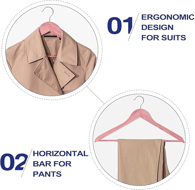 FairyHaus Natural Cedar Hangers 24Pack, Smooth Finish Wooden Coat Suit Hangers - Slim Sleek & Flat Cedar Wood Shirt Hangers with 360° Rotating Hook, Durable Cedar Clothes Hangers