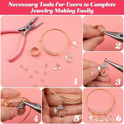 Sofier 542pcs Bangle Bracelet Making Kit DIY Jewelry Making Kit and Supplies Expandable Charm Bracelets Pendants Plier Set Toy Art Craft Gift for Girl Teen Women Adult