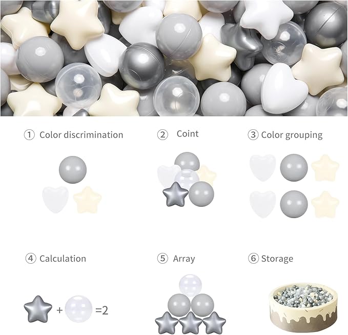 GOGOSO Ball Pit Balls,Plastics Balls for Ball Pit, Stars Hearts Shape for PastelBall for Toddlers Kids