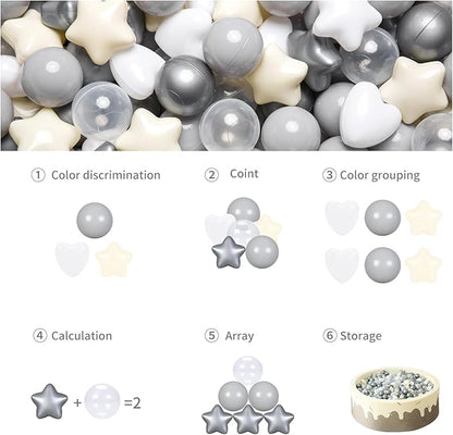 GOGOSO Ball Pit Balls,Plastics Balls for Ball Pit, Stars Hearts Shape for PastelBall for Toddlers Kids