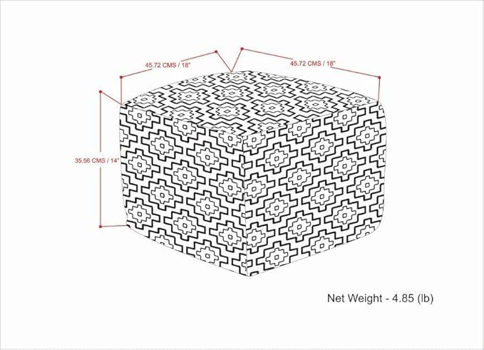 SIMPLIHOME Briella 18 Inch Boho Square Woven Outdoor/ Indoor Pouf in Grey and White Recycled PET Polyester, For the Living Room, Bedroom and Kids Room