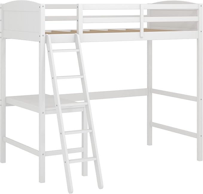 Hillsdale Alexis Contemporary Wood Arch Twin Size Loft Bed with Desk, White