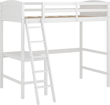 Hillsdale Alexis Contemporary Wood Arch Twin Size Loft Bed with Desk, White