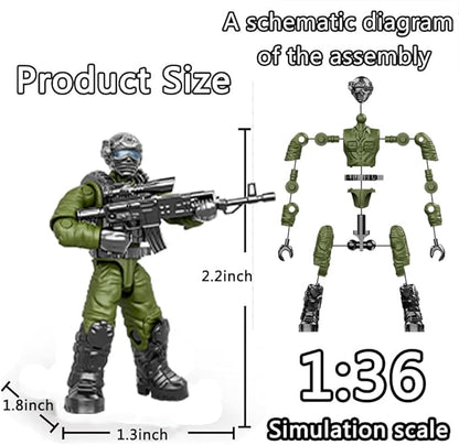 24 PCS Military Forces Building Block Action Mini-Figures Blind Bags with Multiple Military Weapons Accessories Equipment Assembly Building Toys Party Favors for Boys