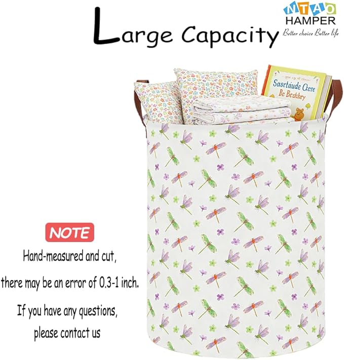 NTAOHAMPER Dragonfly Large Laundry Hamper,Laundry Basket,Baby Nursery Hamper,Waterproof Storage Bin,Clothes Organizer Basket,Room Decor(Dragonfly）