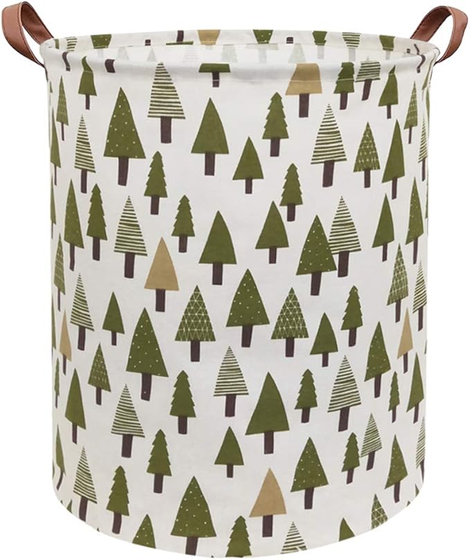 Large Storage Bins,Canvas Fabric Laundry Basket Collapsible Storage Baskets for Home,Office,Toy Organizer,Home Decor (Tree)