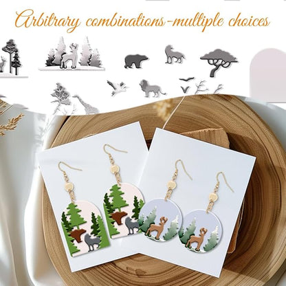 ORIGACH 17 Pcs Forest and Animals Polymer Clay Cutters Set Earring Clay Cutter DIY Craft Supplies for Earring and Jewelry Making