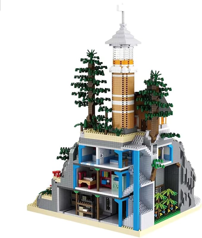 BDYDT Architecture Island Cave Lighthouse Micro Building Blocks Sets（5686PCS）- Building Block Model Gifts and Unique Collectibles Suitable for Children and Adult Creative Enthusiasts