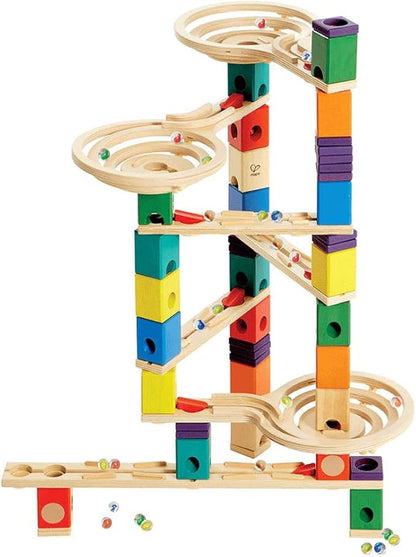 Hape Wooden Quadrilla Marble Run Vertigo Construction with Instruction| 134-PIECE STEM Educational Learning Toys for Kids