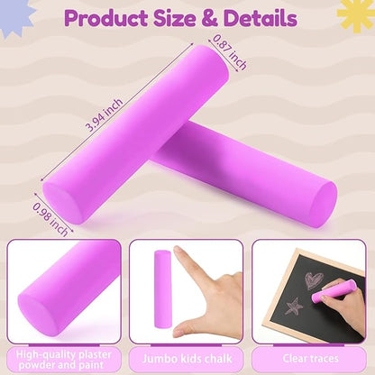 Fulmoon 40 Pcs Jumbo Sidewalk Chalk for Kids Outdoor Art Non Toxic Large Washable Street Chalk for Adults Drawing Painting Graffiti Classroom(Rose Red,Round Style)