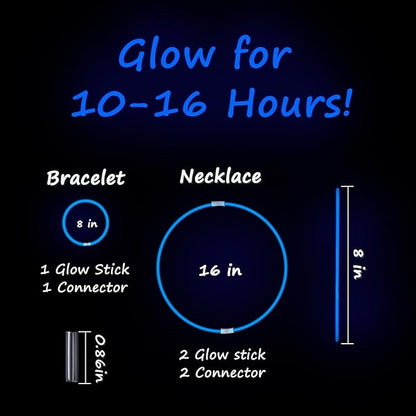 75 Glow Sticks Bracelets and Necklaces, 8'' Glowsticks Bulk Pack Bright Glow in the Dark Party Supplies for Kids (Blue)