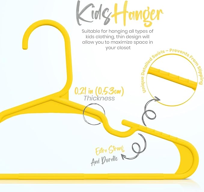 Utopia Home 40 Pack Kids Hangers - 11.5 Inch Plastic Baby Hangers for Closet - Childrens Hanger for Clothes & Infant Hanger for Closet - Ideal for Everyday Standard Use (Yellow)