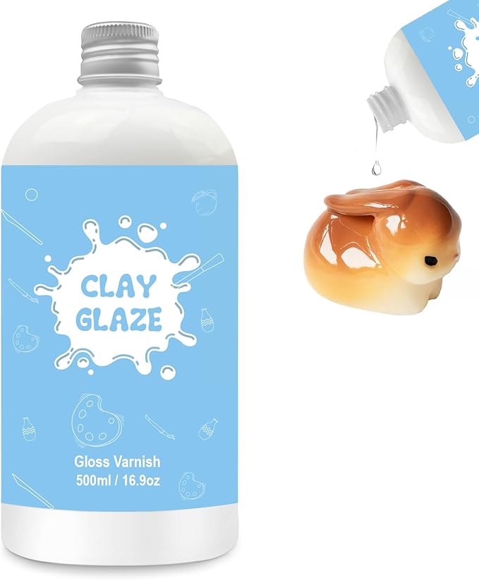 500ml Air Dry Clay Glaze, Clay Glaze Air Dry for Airdry Clay, Air Dry Clay Varnish Can Not Only Used to Prevent Clay Cracking, Scratches, and Wear,It Can Also Having a Glossy Glaze Effect (Gloss)