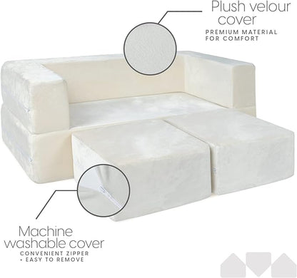 Milliard Kids Couch - Modular Kids Sofa for Toddler and Baby Playroom/Bedroom Furniture (Ivory) with Bonus Pillow