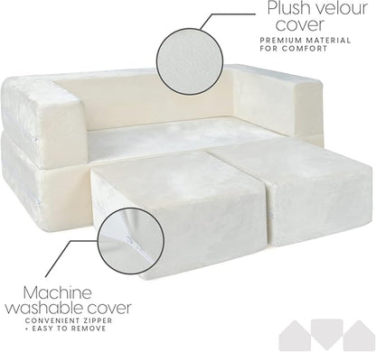 Milliard Kids Couch - Modular Kids Sofa for Toddler and Baby Playroom/Bedroom Furniture (Ivory) with Bonus Pillow