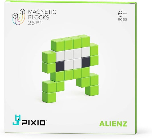 PIXIO Mini Monster Alienz Story Series 26 Magnetic Blocks Stress Relief Construction Toy, Building Blocks in 8-bit Pixel Art, Creativity for Kids, Fidget Toy