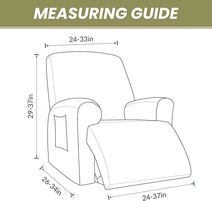 AZON Velvet Stretch Recliner Chair Cover,1-Piece Washable Recliner Couch Cover with Elastic Furniture Protector for Pets, Kids(Recliner, Ivory)