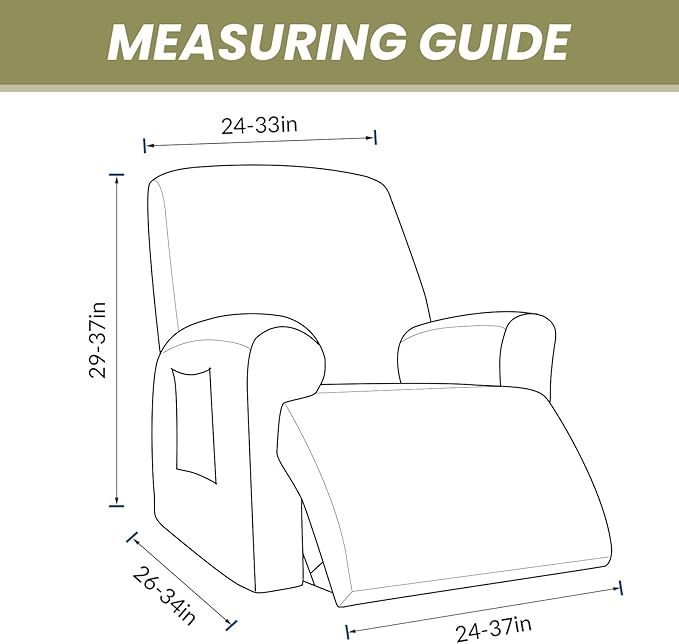 AZON Velvet Stretch Recliner Chair Cover,1-Piece Washable Recliner Couch Cover with Elastic Furniture Protector for Pets, Kids(Recliner, Charcoal)