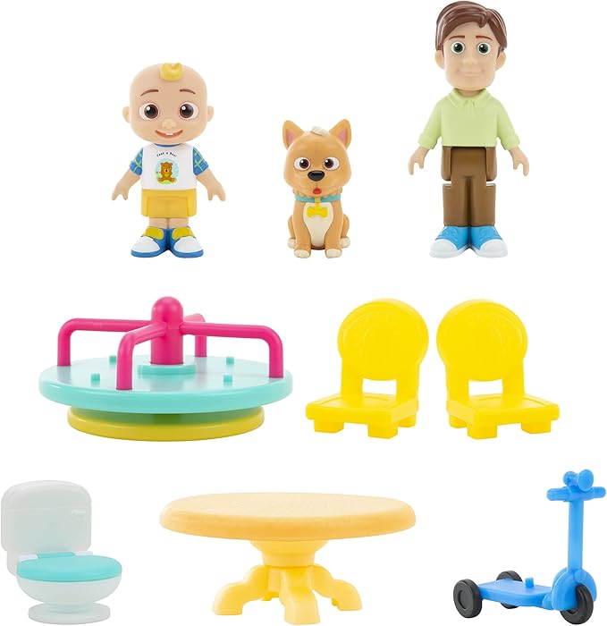 CoComelon Deluxe Pop n' Play House - Transforming Playset - Features JJ, JJ’s Dad, Bingo The Puppy, and Home Accessories – Toys for Kids, Toddlers, and Preschoolers