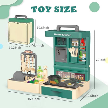 Kitchen Play Set for Kids - 49PCS Pretend Cooking Playset Accessories with Pot and Pan,Dish Rack,Play Sink,Pretend Play Food Toys with Baby&Toddler-Educational Gift for 3 4 5 6 Ages Girls&Boys