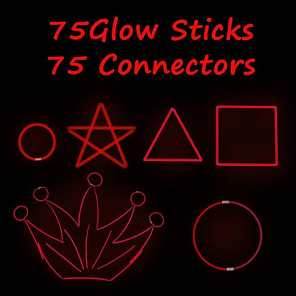 75 Glow Sticks Bracelets and Necklaces, 8'' Glowsticks Bulk Pack Bright Glow in the Dark Party Supplies for Kids (Red)