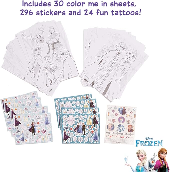 Innovative Designs Disney Frozen 2 Kids Deluxe Activity Set with Carrying Tin, Coloring Sheets, Tattoos, Stickers, & Art Supplies