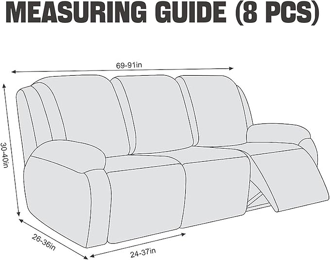 NORTHERN BROTHERS Stretchy Recliner Chair Covers, Velvet Recliner Covers, Lazy Boy Chair Cover (Light Grey, 3 Seat)