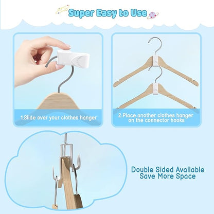 4our Kiddies Baby Hangers Space Saving(18 Pcs), Heavy Duty Metal Kids Closet Clothes Organizer for Nursery, Connector Hooks for Girl Boy Toddler Child Clothes, Fit Most Hangers