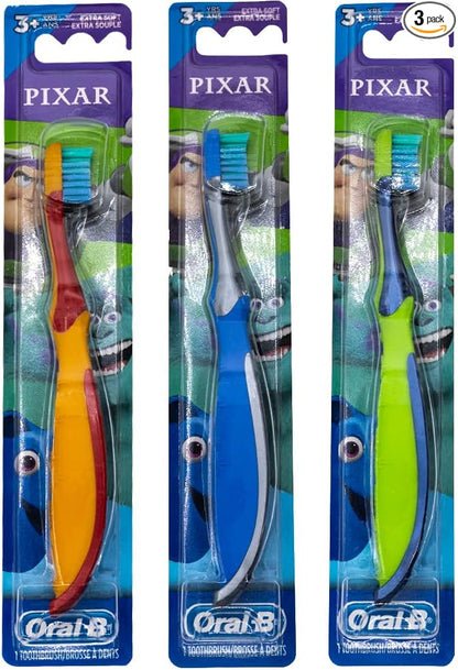 Oral-B Kids Pixar Toothbrush, Children 3+, Extra Soft (Characters Vary) - Pack of 3