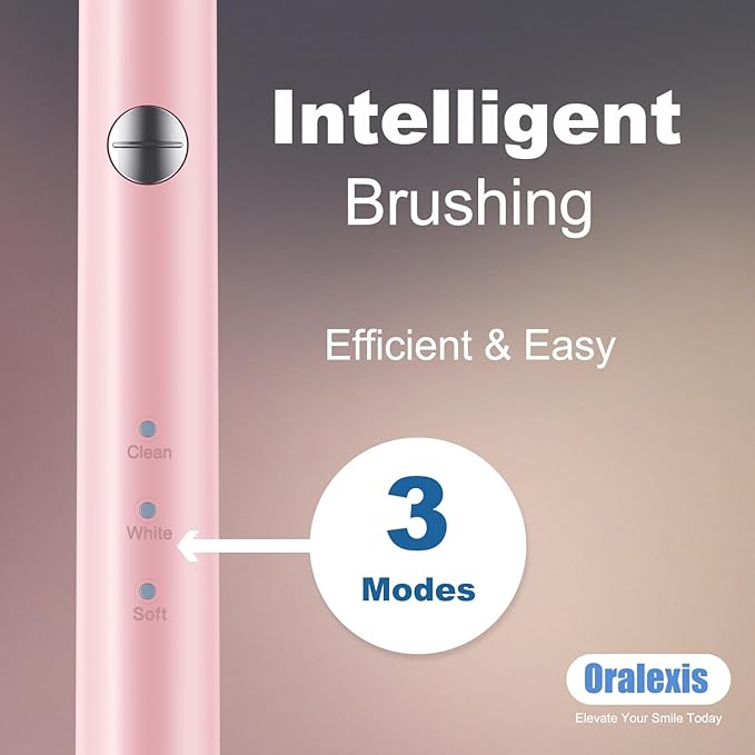 Electric Toothbrush for Adults and Kids, with Tongue Scraper and 8 Brush Heads, One Fast Charge Last 120 Days, 40000 VPM Deep Clean, Sonic Travel Toothbrush - Pink