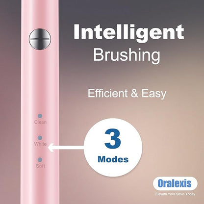 Electric Toothbrush for Adults and Kids, with Tongue Scraper and 8 Brush Heads, One Fast Charge Last 120 Days, 40000 VPM Deep Clean, Sonic Travel Toothbrush - Pink
