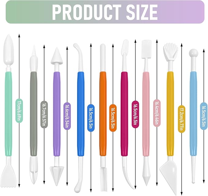 Clay Tools 18PCS Air Dry Clay Double-Ended Tool Kit Plastic Clay Sculpting Tools Set for DIY Pottery, Modeling Molding Polymer Clay