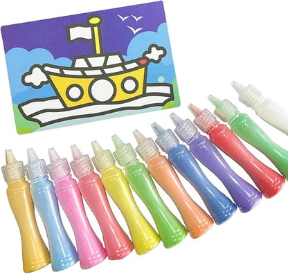 JKanruh 48 Pcs Art Kits,12 Color Sand Art Kits with 24 Sheets Sand Art Painting Cards,12 Sheets Magic Sticker Painting Set for Arts and Crafts,DIY Painting,Drawing