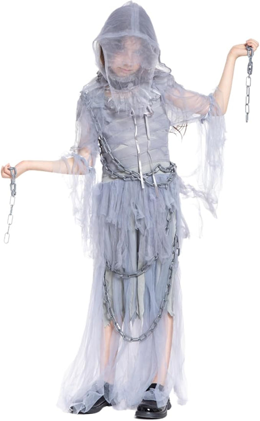Girls Scary Ghost Costume Toddler Halloween Haunting Scary Ghost Dress for Kids