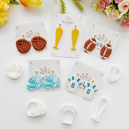 Xaekicr Sports Theme Polymer Clay Cutters Set – Multiple Shapes Clay Cutters for Polymer Molds, Clay Earring and Tools