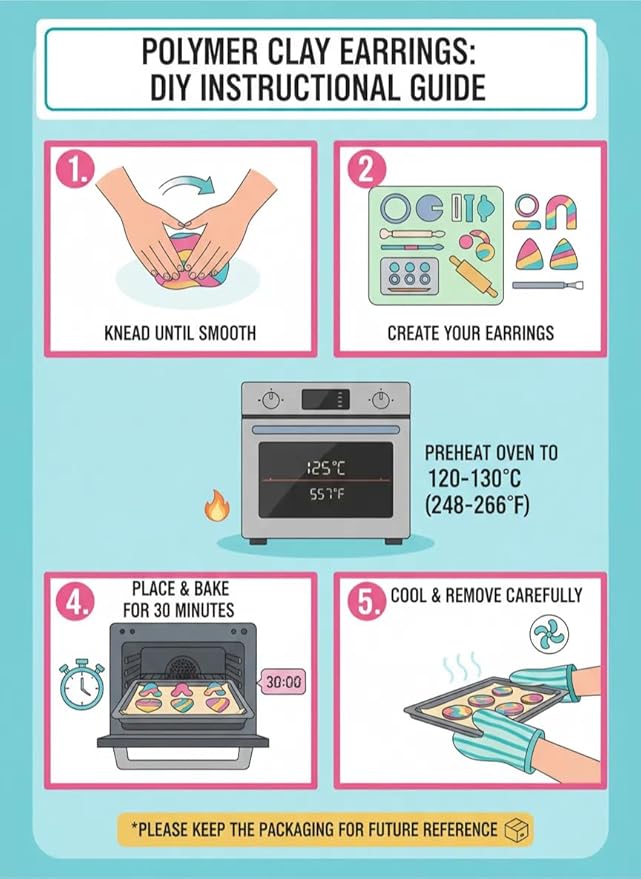 Imaginovelty Gold Polymer Clay Earring Making & Jewelry Kit | Oven Bake Polymer Clay Kit for Adults | DIY Oven Clay Sets for Special Day Gift