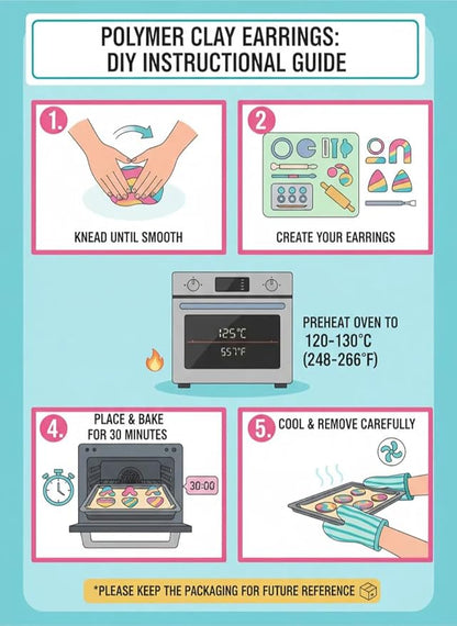 Imaginovelty Gold Polymer Clay Earring Making & Jewelry Kit | Oven Bake Polymer Clay Kit for Adults | DIY Oven Clay Sets for Special Day Gift