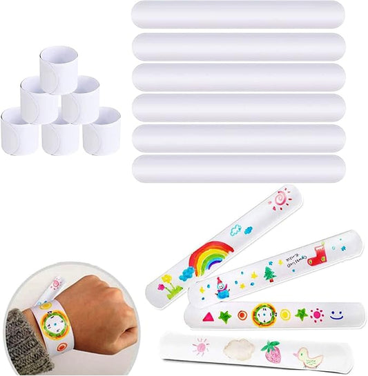 White Slap Bracelets, DIY Slap Bracelets for Kids Blank Slap Bracelets Bulk Craft Painting Vinyl Wristband for Party Favors