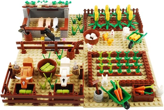 Farm Field Set Building Blocks Plant Animal Crops Building Bricks Kit DIY Building Set Compatible All Major Brands (Animal)