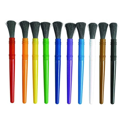 Colorations® Plastic Handle Chubby Paint Brushes with Nylon Bristles, Set of 10, Plastic Handle Paint Brushes, Crafts for Kids, Painting for Kids, Kids Paint Brushes, Paint Brushes for Children