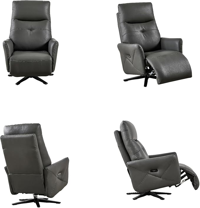 Recliner Chairs for Adults, Living Room Chair with Adjustable Headrest, Euro Contemporary Style Bedroom Chair with Dual Motor, Sofa Chair with USB Charge Port, Dark Brown