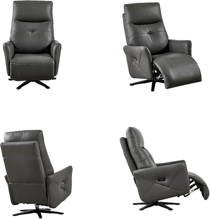 Recliner Chairs for Adults, Living Room Chair with Adjustable Headrest, Euro Contemporary Style Bedroom Chair with Dual Motor, Sofa Chair with USB Charge Port, Dark Brown