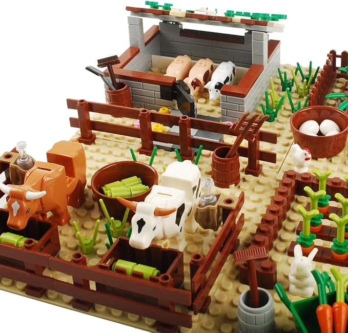 Farm Field Set Building Blocks Plant Animal Crops Building Bricks Kit DIY Building Set Compatible All Major Brands (Animal)