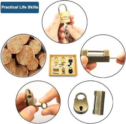 Montessori Lock and Key Toy Set for Toddlers, Montessori Elementary Materials Educational STEM Toy Matching Games Lock Set with Wooden Tray for 3 4 5 Year Old Kids