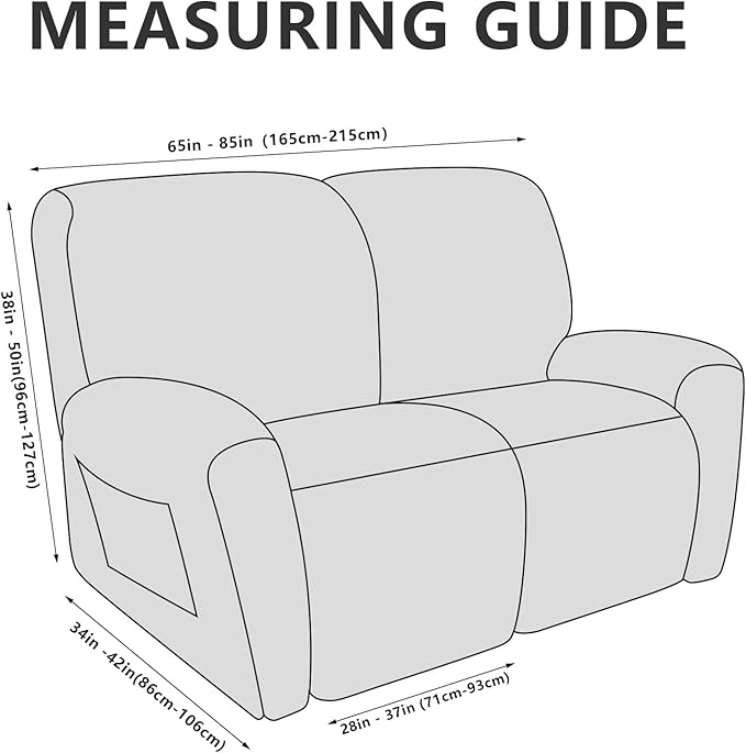 Loveseat Recliner Slipcover Large Size Oversized - 6 Pieces Stretch Leather Like Recliner Sofa Cover for 2 Seat Dual Reclining Loveseat Couch Furniture Protector (Chocolate)