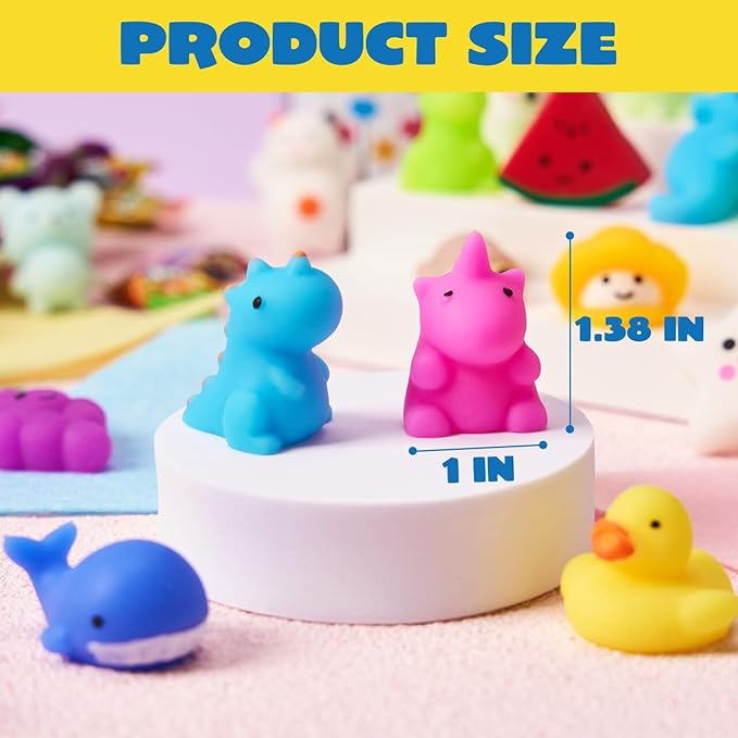 JOYIN Mochi Squishy Toys Set, Random 25 Pack Mini Squishy Mochi, Party Favors for Kids, Kawaii Stress Relief Toys, Basket Stuffers, Goodie Bags Fillers, Birthday Gifts, Classroom Prizes