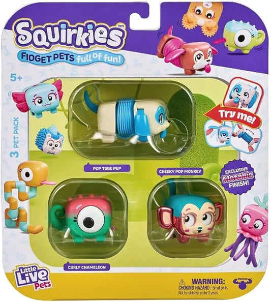 Little Live Pets - Squirkies: 3 Pack: Metallic Cheeky Pop Monkey | Interactive Fidget Toys, Fidget Feature, Click, Flick, Tangle, Pop, 30+ to Collect, Multiple Fidget Points, for Kids Ages 5+.